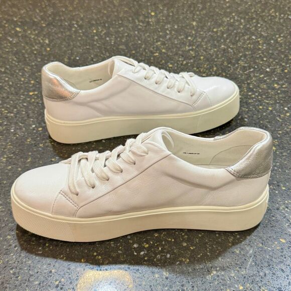Vince Platform Leather Lace-Up Sneakers. White. 7.5 - Picture 6 of 9